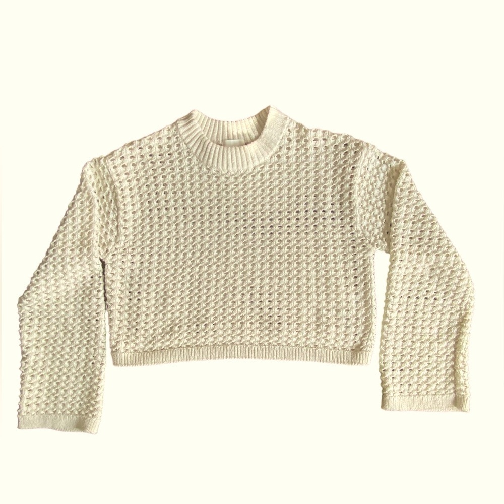 H&M Cream Open Stitch Cropped Sweater XS
